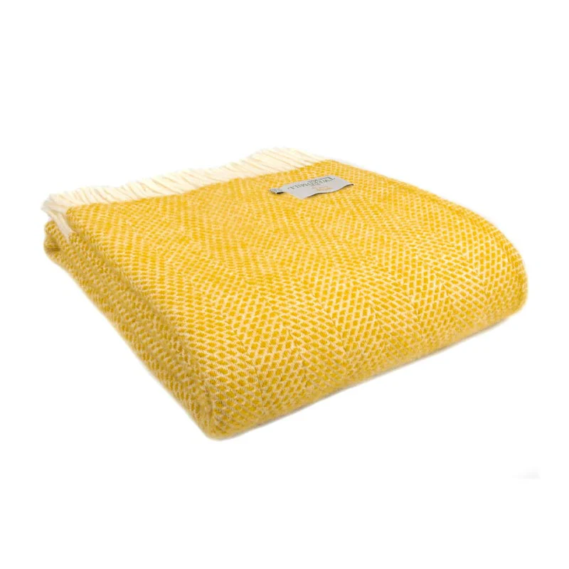 Pure New Wool Throw - Beehive Yellow - by Tweedmill - Image 6