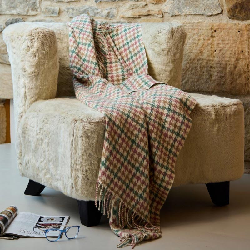 Pure New Wool Throw - Houndstooth Coastland - by Tweedmill - Image 4