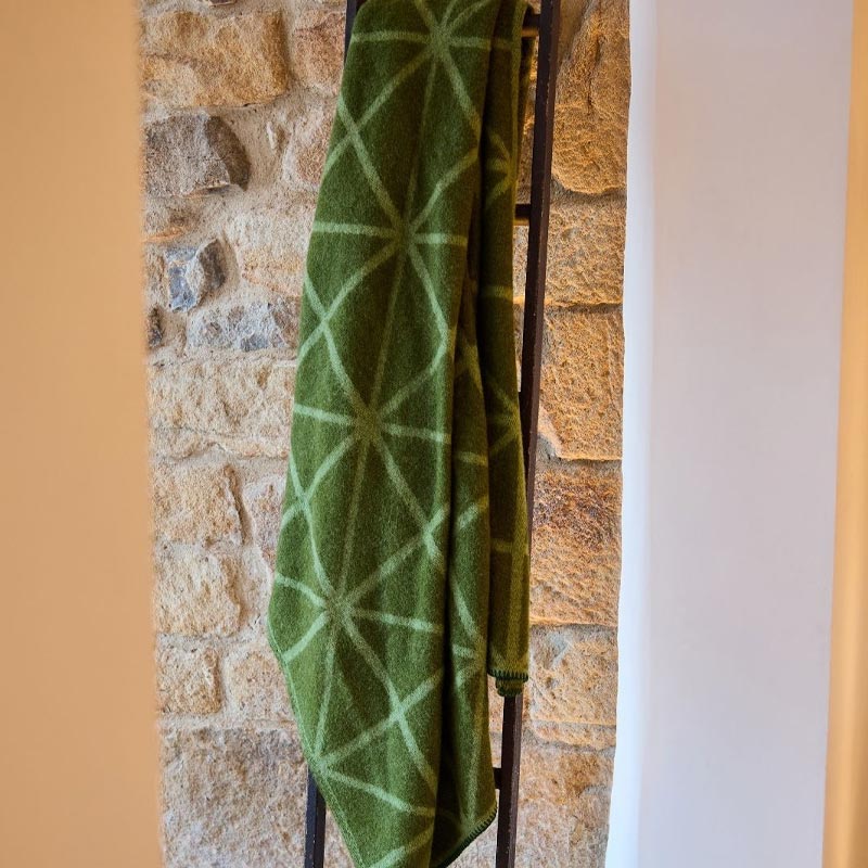 Pure New Wool Throw Geometric Jacquard - Fern Green - by Tweedmill - Image 2