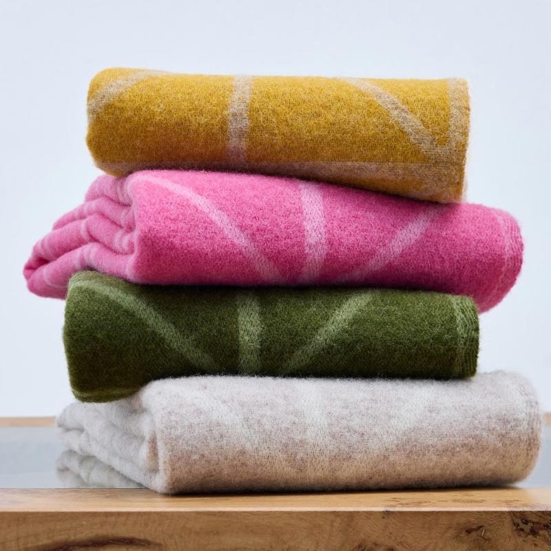 Pure New Wool Throw Geometric Jacquard - Fern Green - by Tweedmill - Image 4