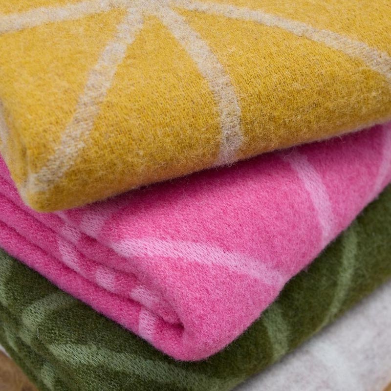 Pure New Wool Throw Geometric Jacquard - Fern Green - by Tweedmill - Image 5