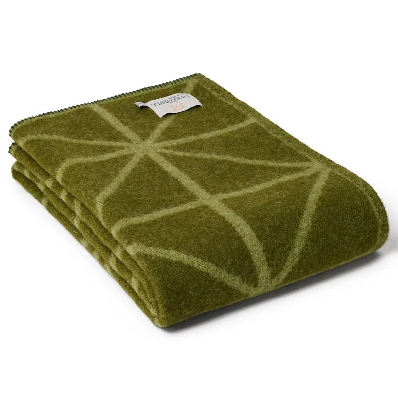 Pure New Wool Throw Geometric Jacquard - Fern Green - by Tweedmill - Image 6