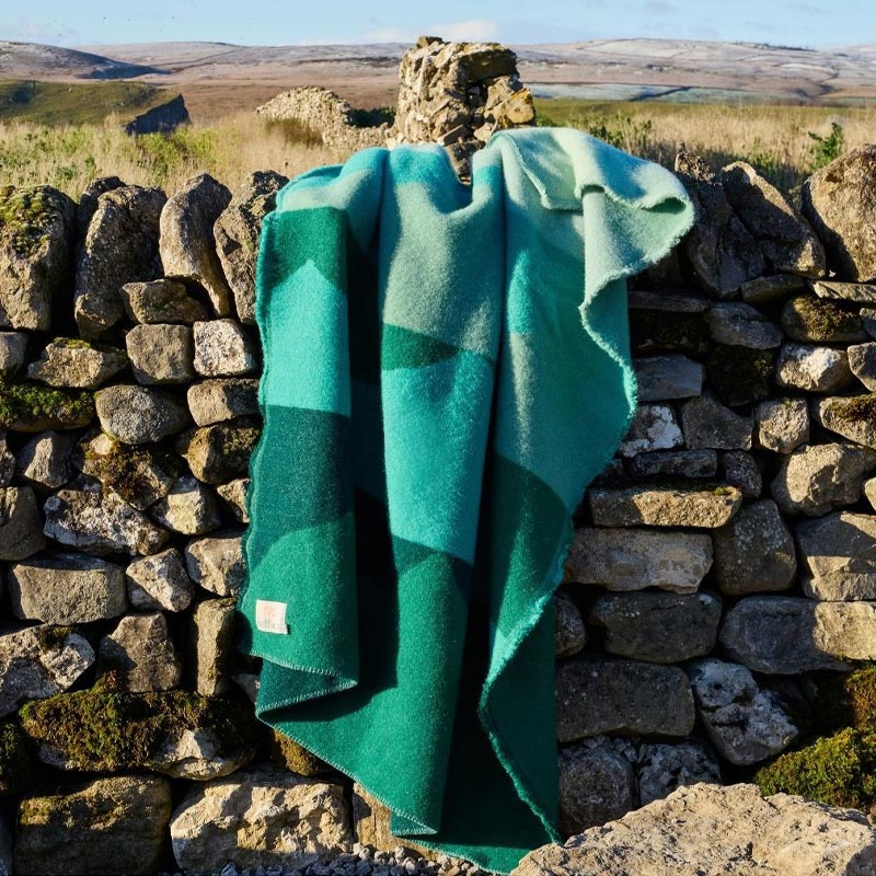 Pure New Wool Throw - Hills Jacquard Green - by Tweedmill - Image 3