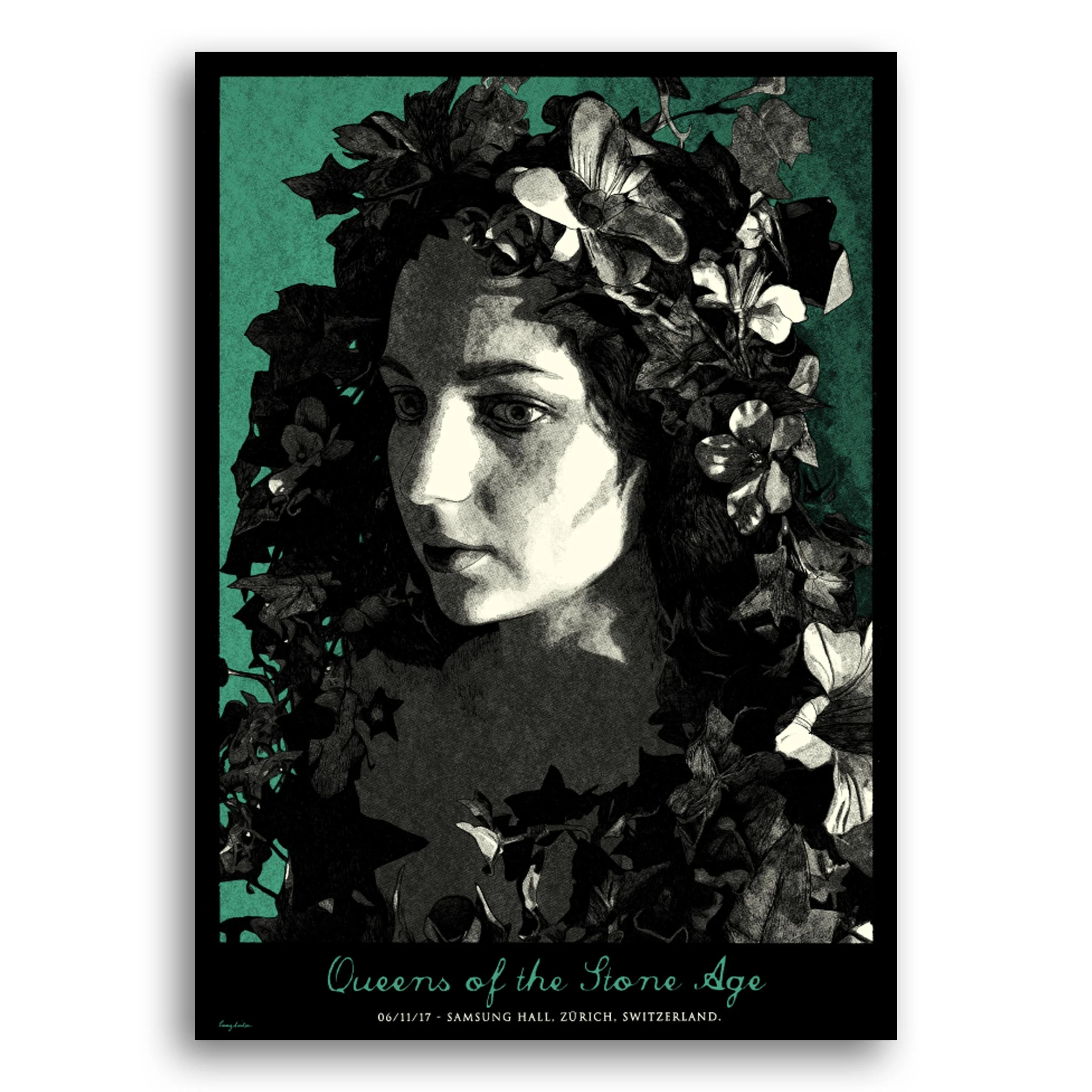 Queens of the Stone Age, Zurich poster by Tommy Davidson-Hawley - hand pulled 3 colour screenprint, artist's proof - Image 5