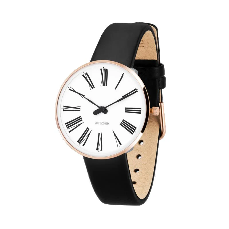 Roman watch des. Arne Jacobsen - 34mm - Rose gold buckle, white dial - Image 3