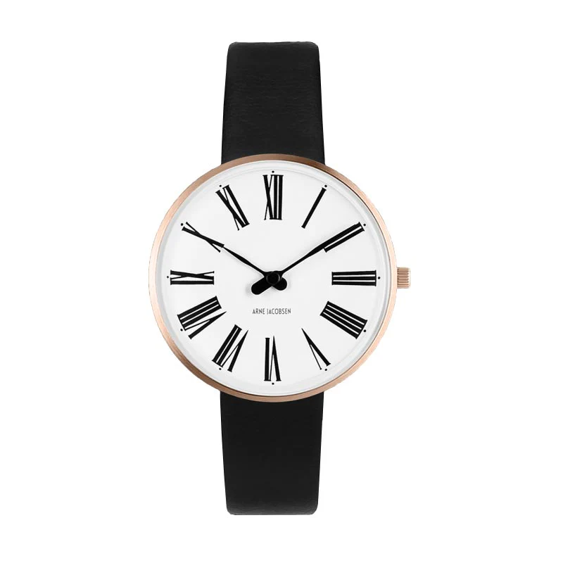 Roman watch des. Arne Jacobsen - 34mm - Rose gold buckle, white dial - Image 6