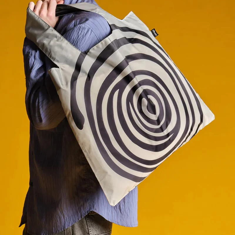 LOQI Foldaway Shopping Bag - Louise Bourgeois - Spirals Black - Image 3