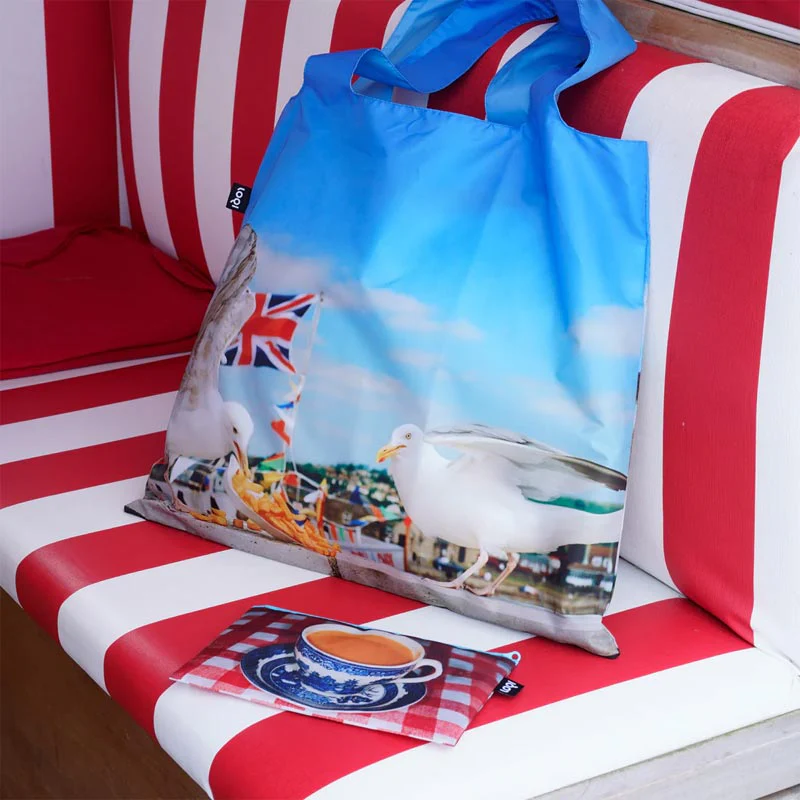 LOQI Foldaway Shopping Bag - Martin Parr - Seagulls Eating Chips - Image 2