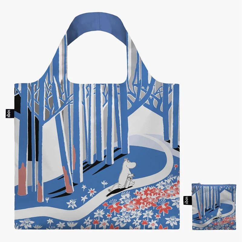 LOQI Foldaway Shopping Bag - Moomin - Blue Forest - Image 2