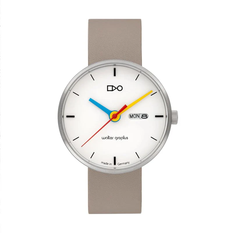 Simplex Watch, Beige Leather Strap, Blue and Yellow Hands, WG007-03, by Walter Gropius - Image 3