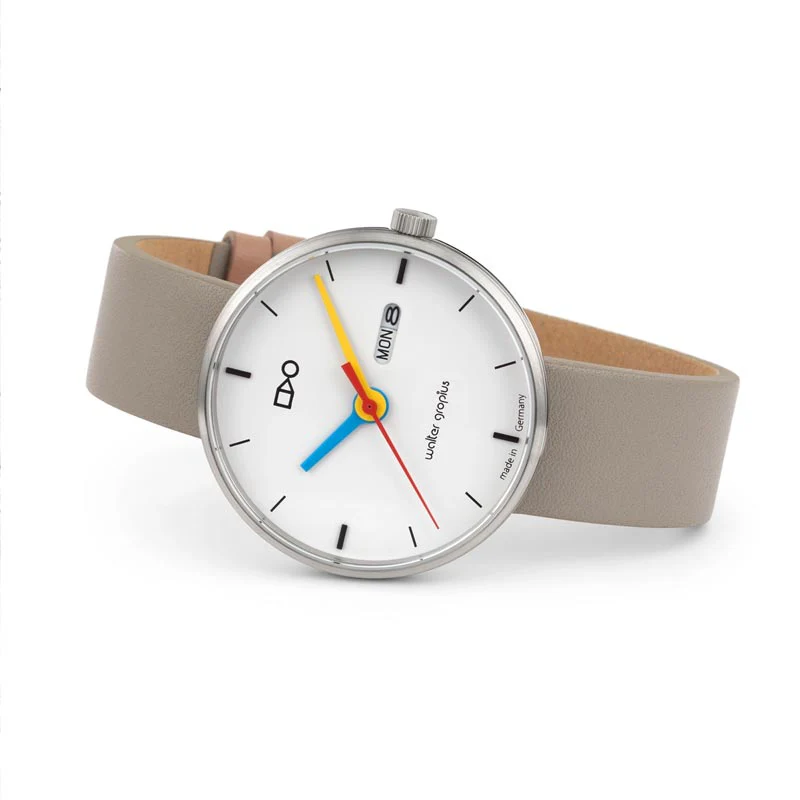 Simplex Watch - Mesh Strap - Red, Blue and Yellow hands - by Walter Gropius - Image 2