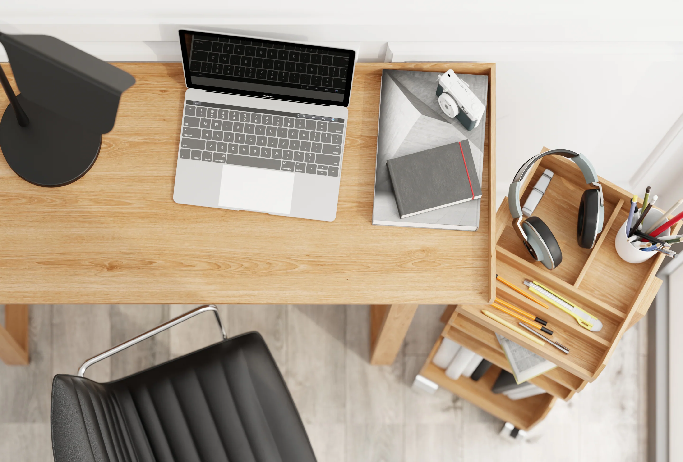 Slim laptop desk / dressing table - oak - design Lincoln Rivers for Wireworks - Image 8