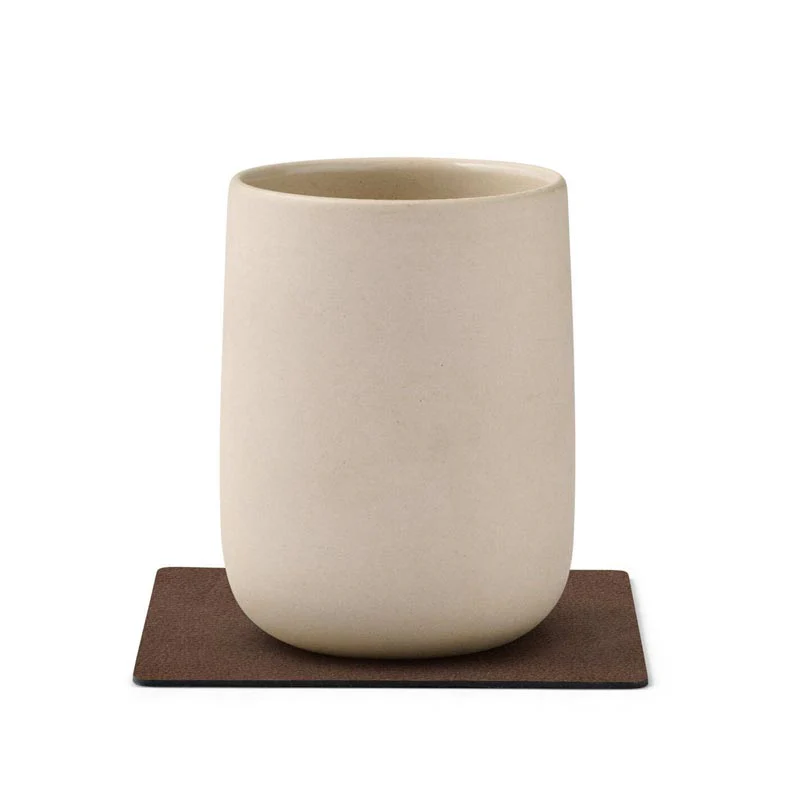 Square coaster by LindDNA- Dark Brown Recycled Leather - Image 2