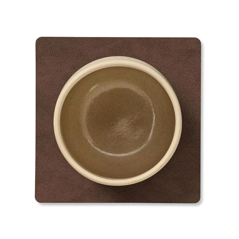 Square coaster by LindDNA- Dark Brown Recycled Leather - Image 3