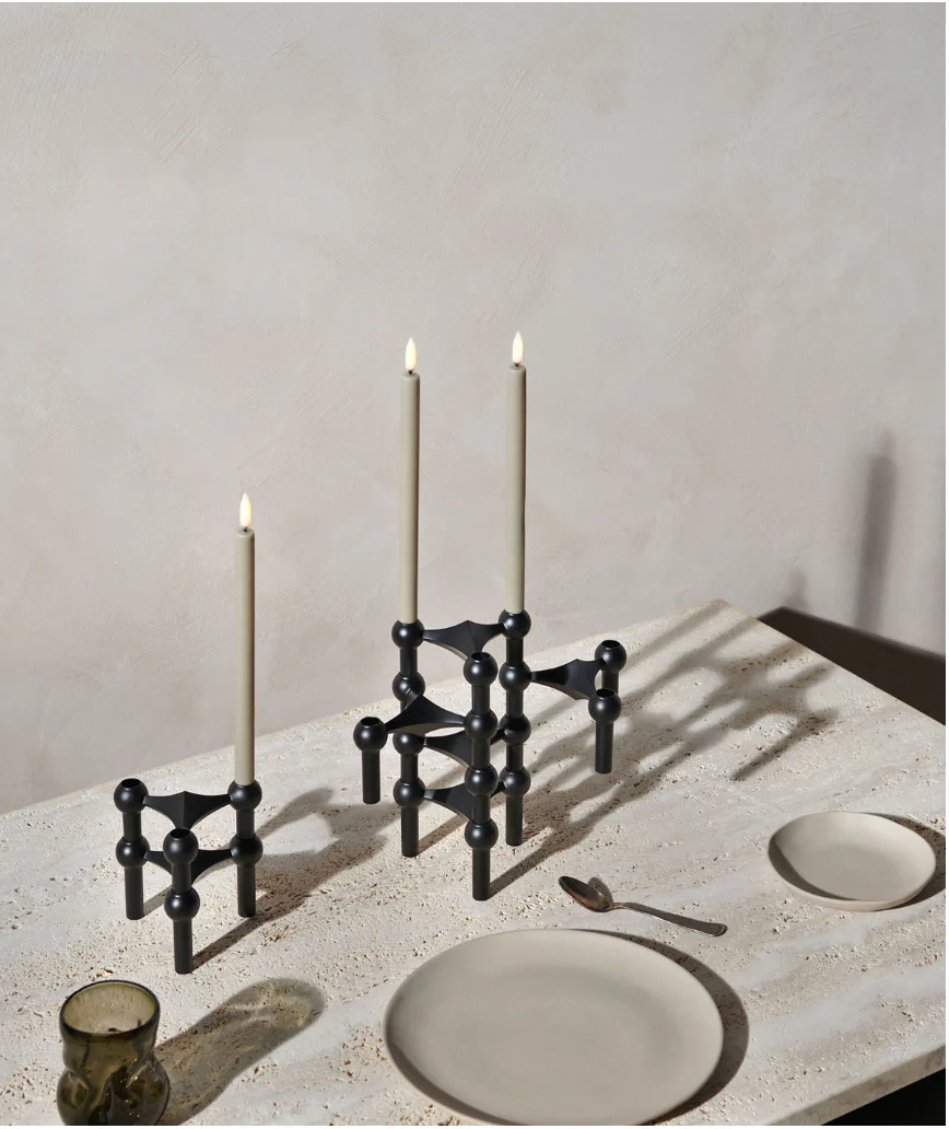 Set of 3 Stacking Candleholders des. Hans Nagel & Werner Stoff, 1960s - matte black - Image 4