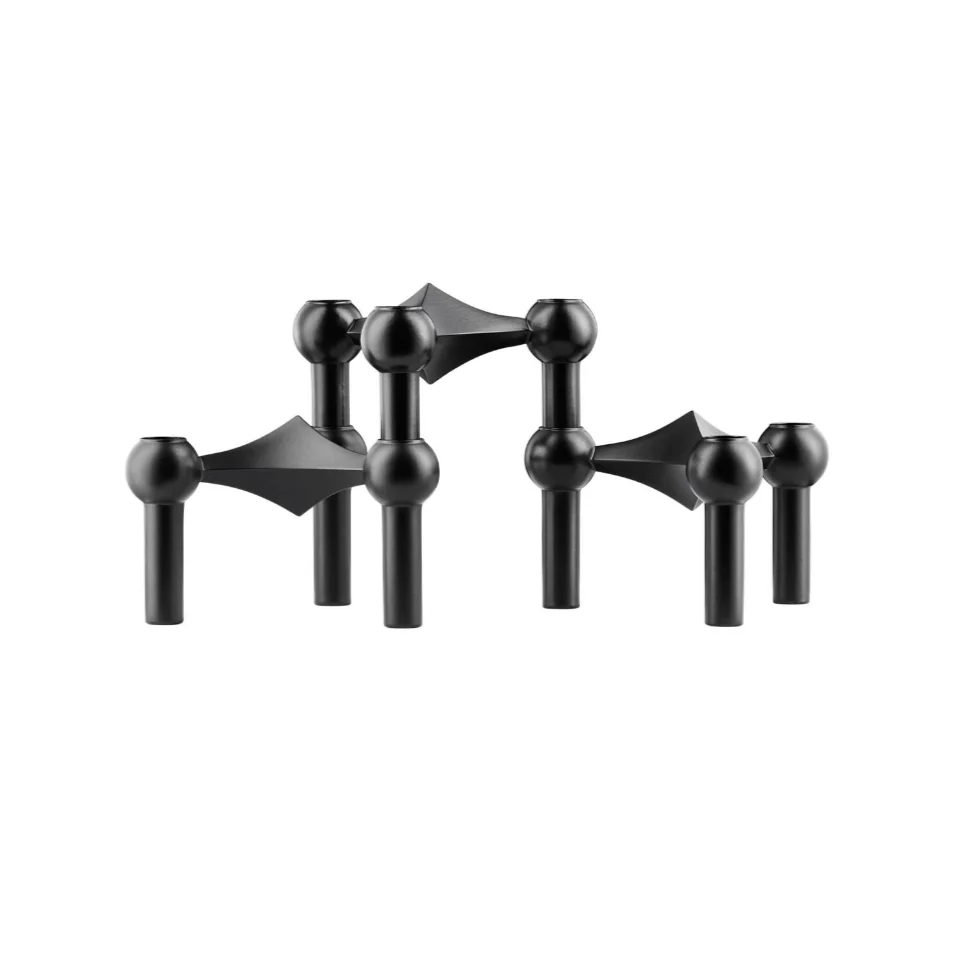 Set of 3 Stacking Candleholders des. Hans Nagel & Werner Stoff, 1960s - matte black - Image 7