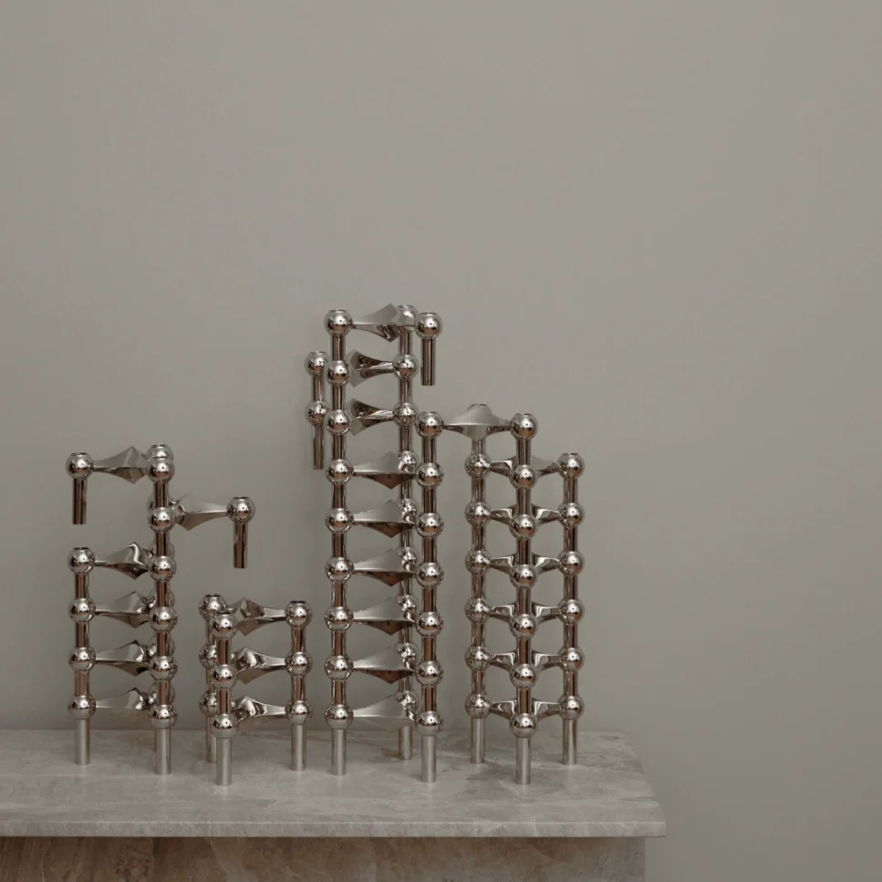 Set of 3 Stacking Candleholders des. Hans Nagel  & Werner Stoff, 1960s - chrome - Image 3