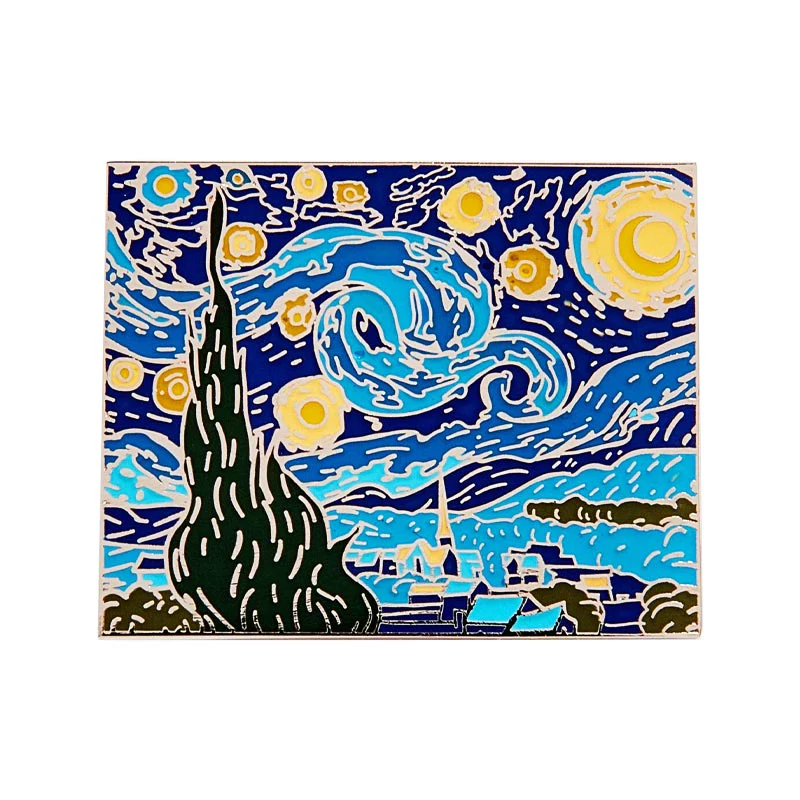 Starry Night enamel pin badge, inspired by Vincent Van Gogh - Image 5