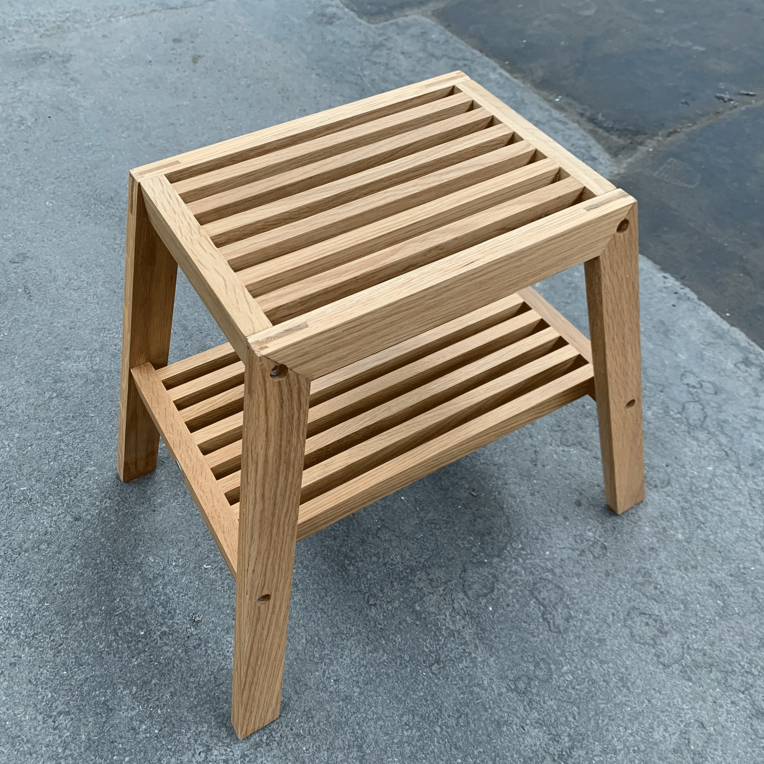 Slatted Step Oak Stool by Wireworks - Image 10