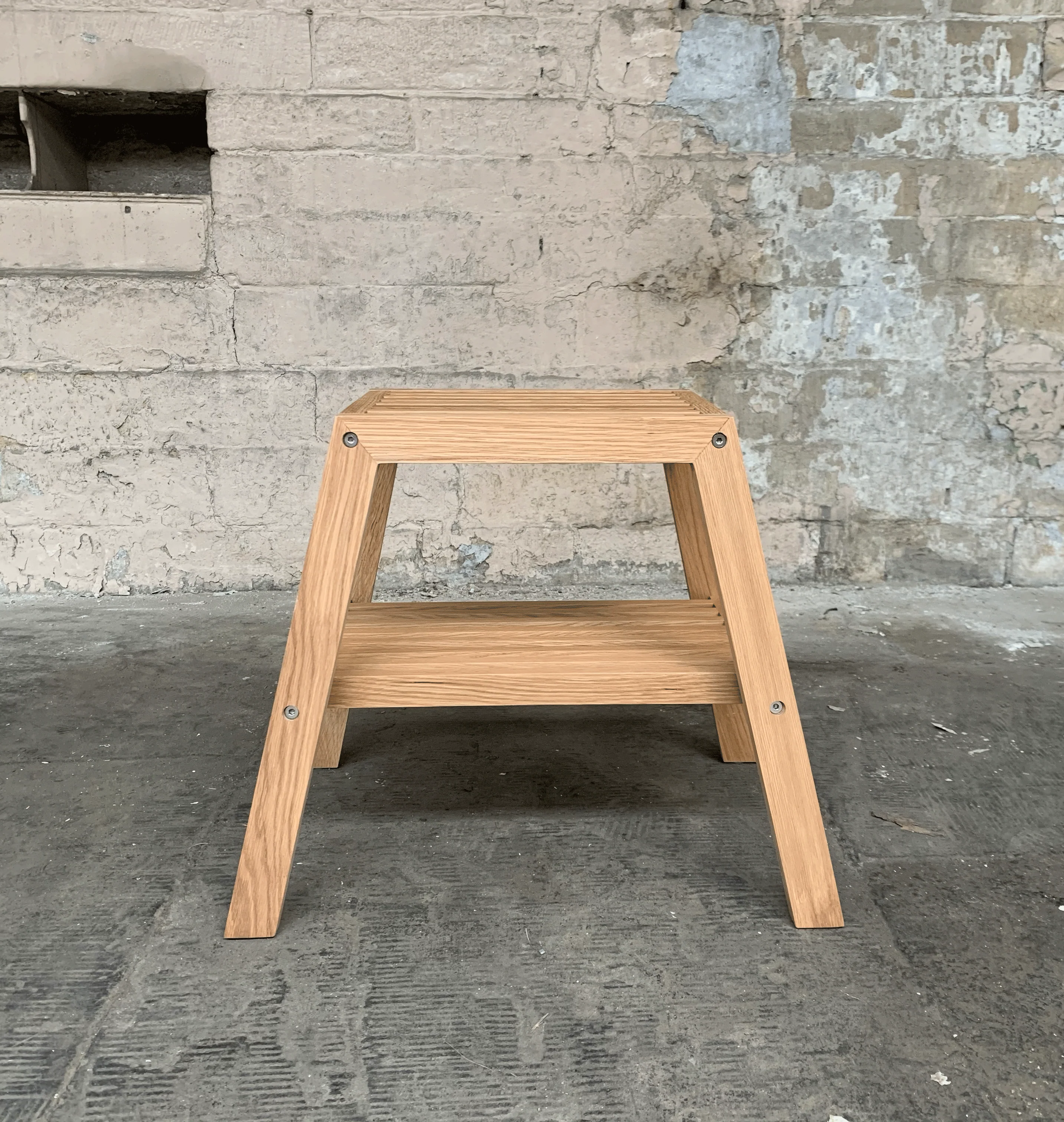 Slatted Step Oak Stool by Wireworks - Image 11