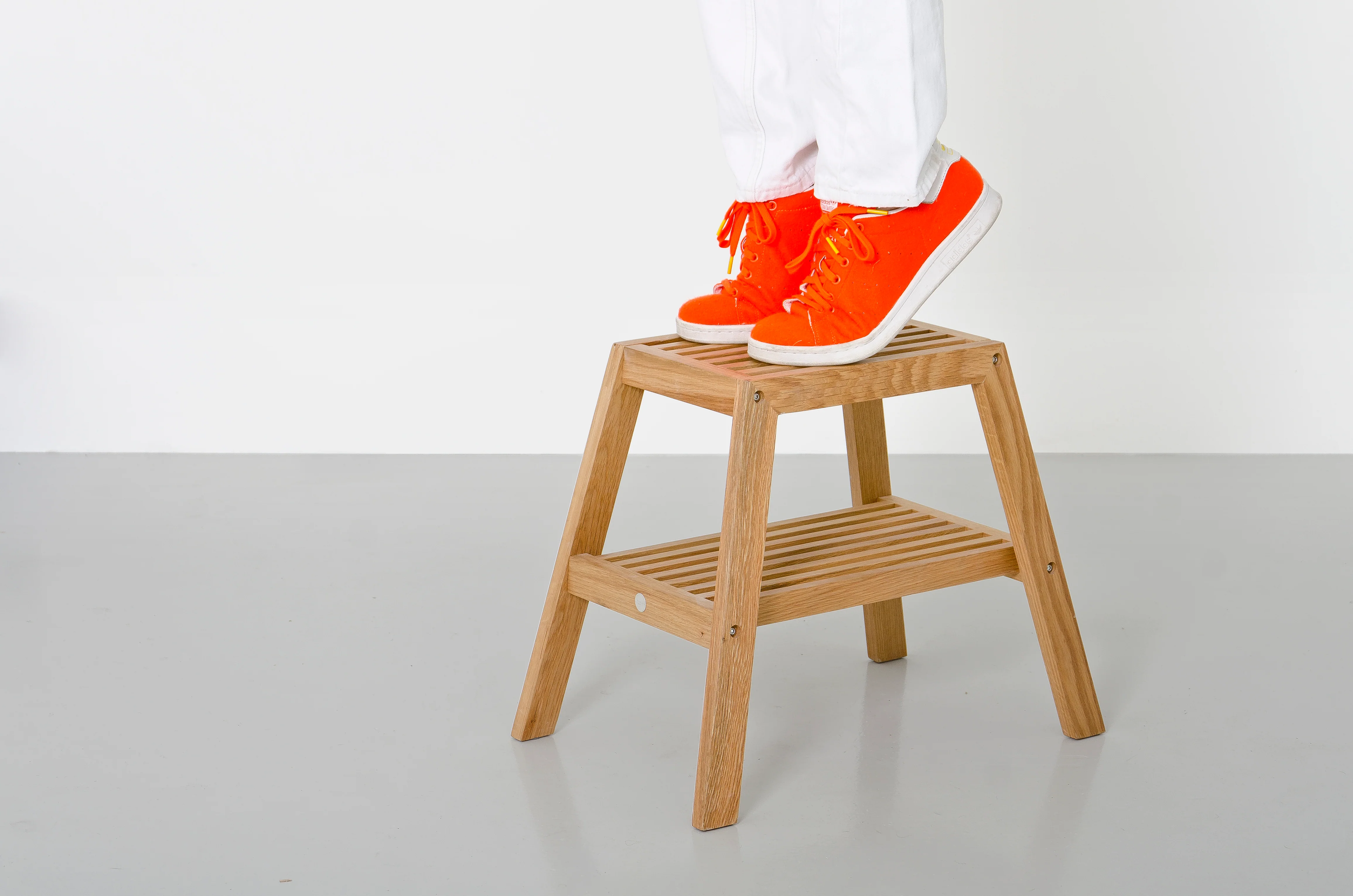 Slatted Step Oak Stool by Wireworks - Image 3