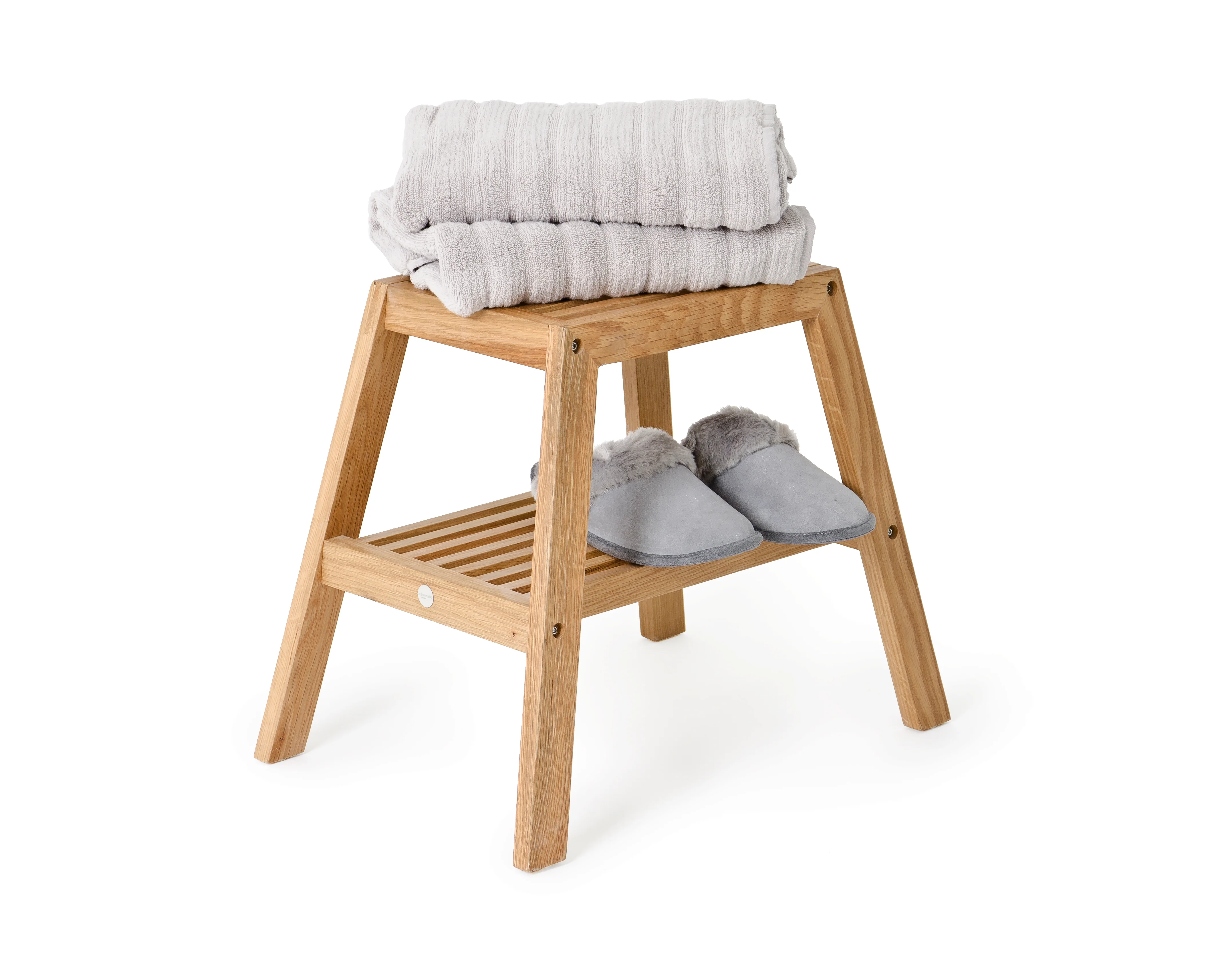 Slatted Step Oak Stool by Wireworks - Image 4