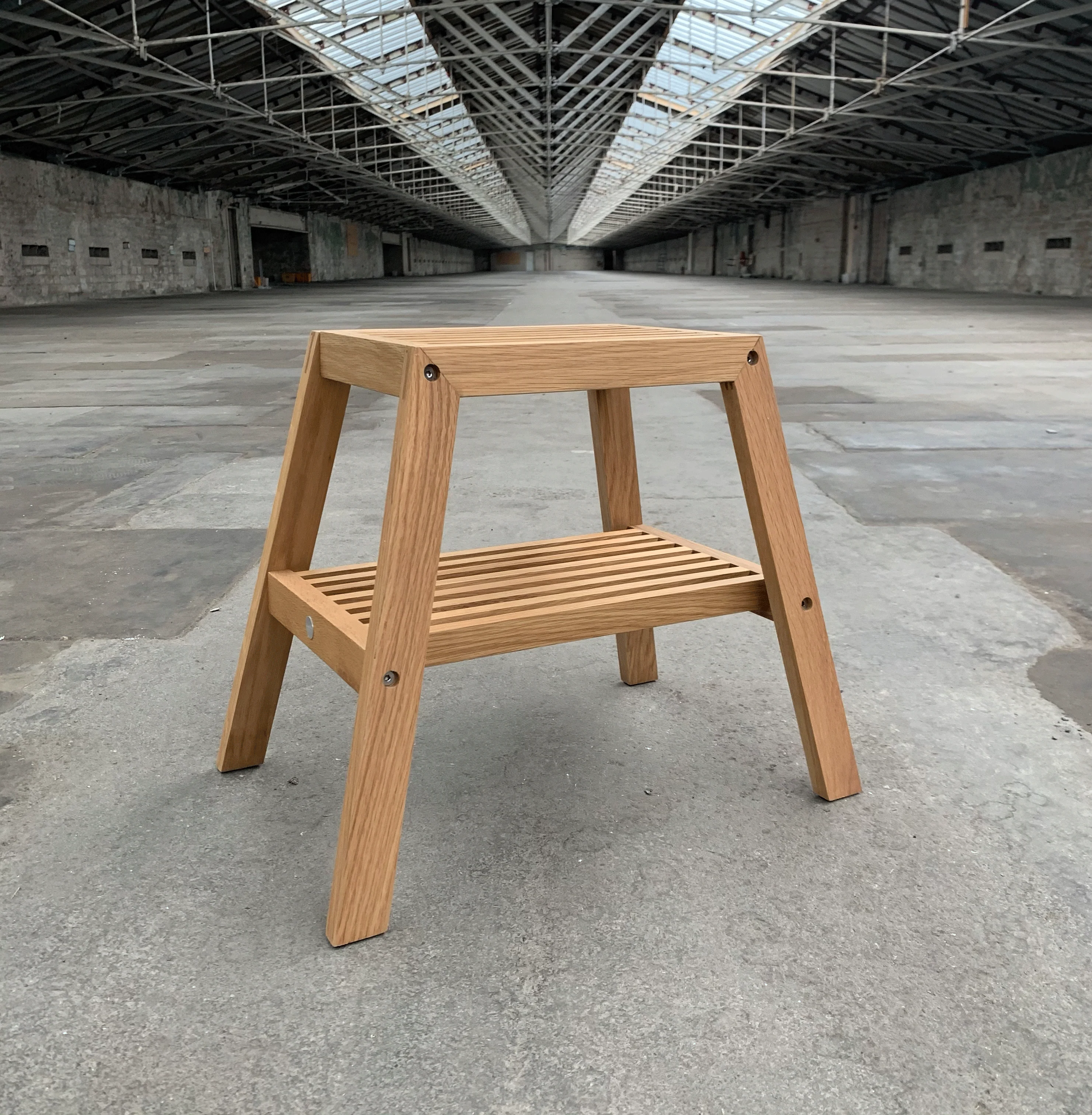 Slatted Step Oak Stool by Wireworks - Image 5