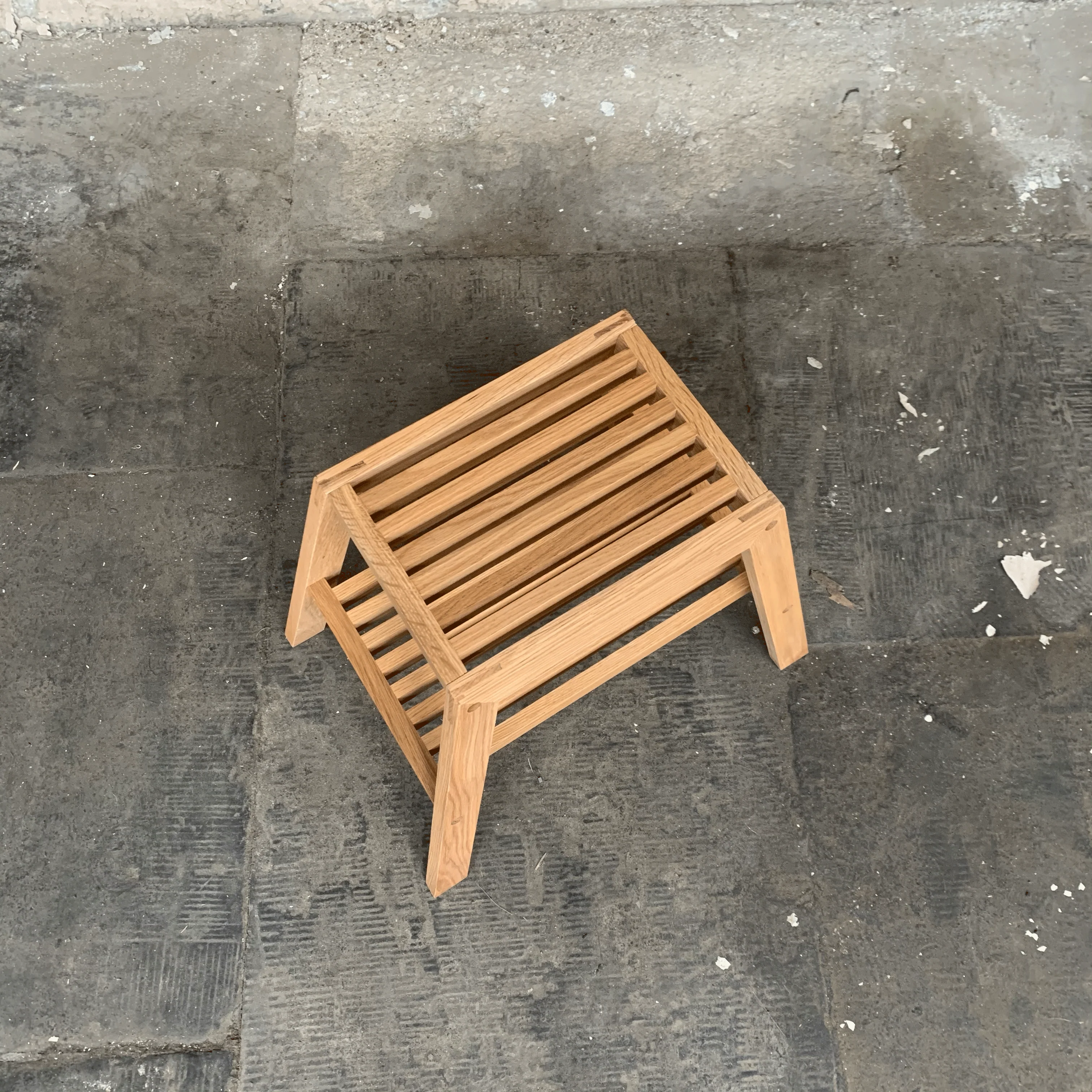 Slatted Step Oak Stool by Wireworks - Image 6