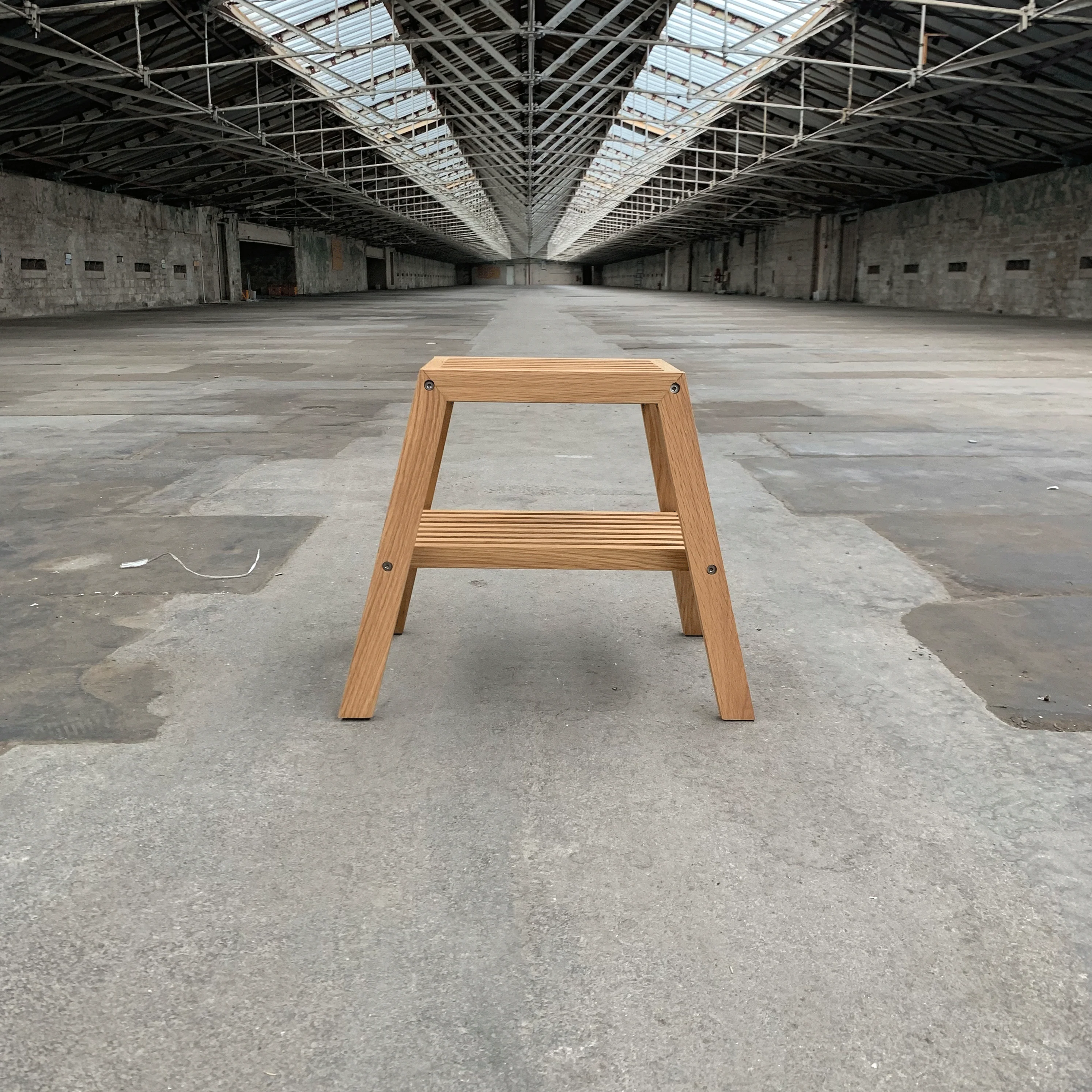 Slatted Step Oak Stool by Wireworks - Image 7