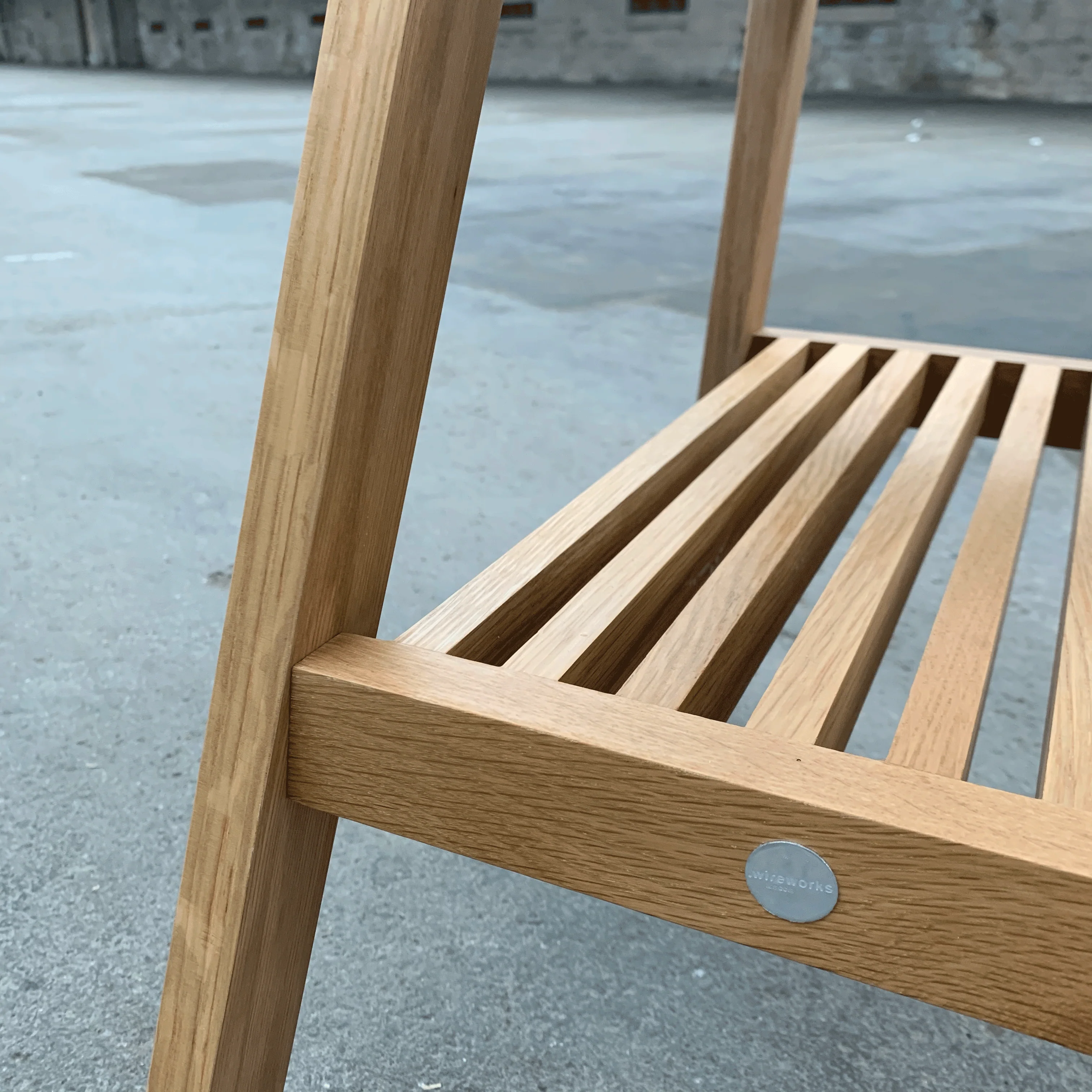 Slatted Step Oak Stool by Wireworks - Image 8