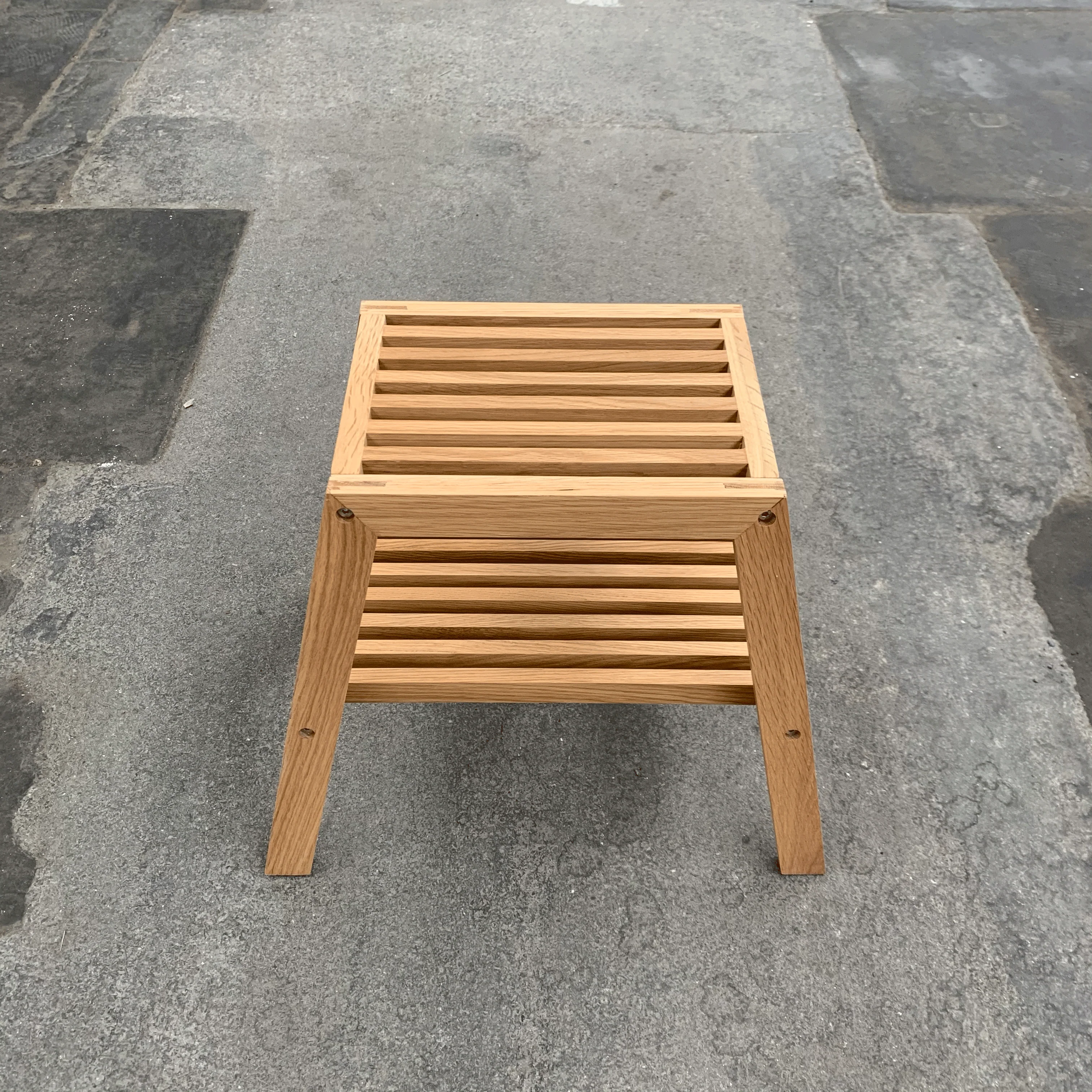 Slatted Step Oak Stool by Wireworks - Image 9