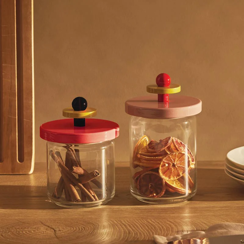 Twergi Storage Jar, 75cl - Black, Yellow and Red, des. Ettore Sottsass for Alessi - Image 2