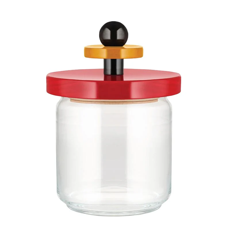 Twergi Storage Jar, 75cl - Black, Yellow and Red, des. Ettore Sottsass for Alessi - Image 3