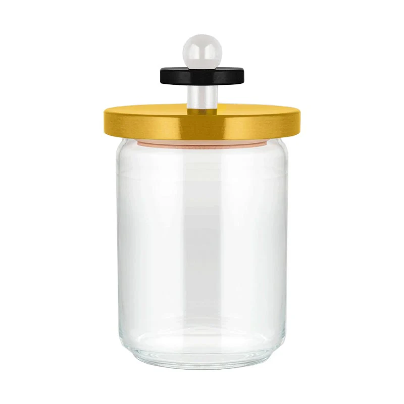 Twergi storage jar, 100cl  - Black, yellow & white - des. Ettore Sottsass for Alessi - Image 4