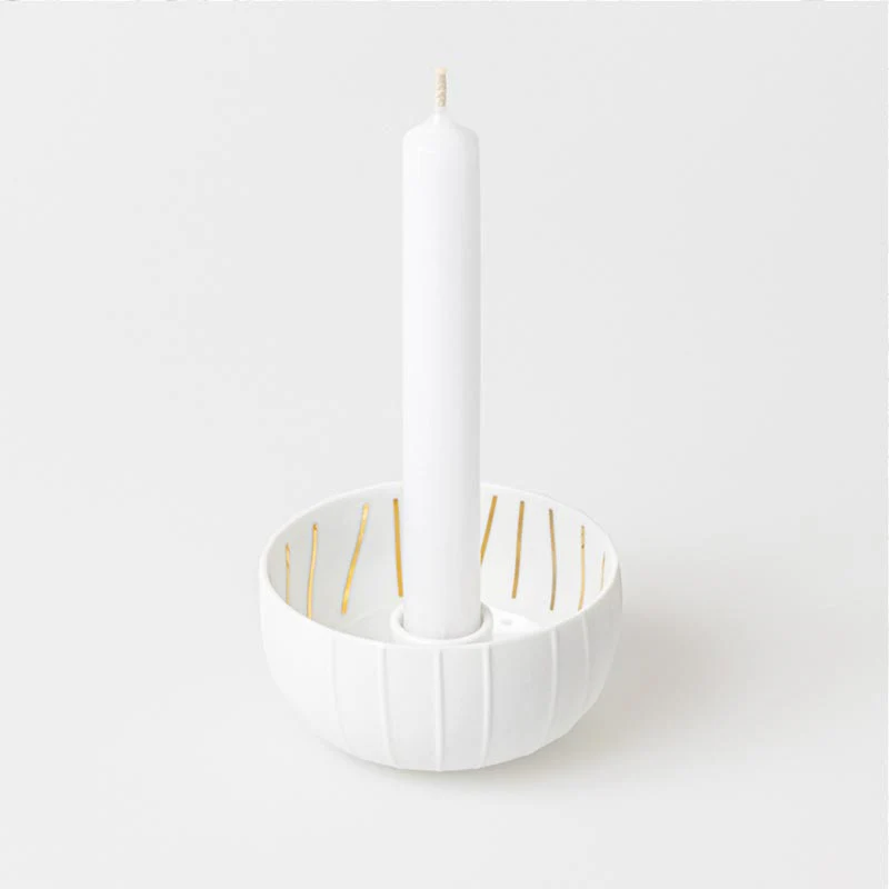 Striped Porcelain Candle Holder by Räder - Image 3