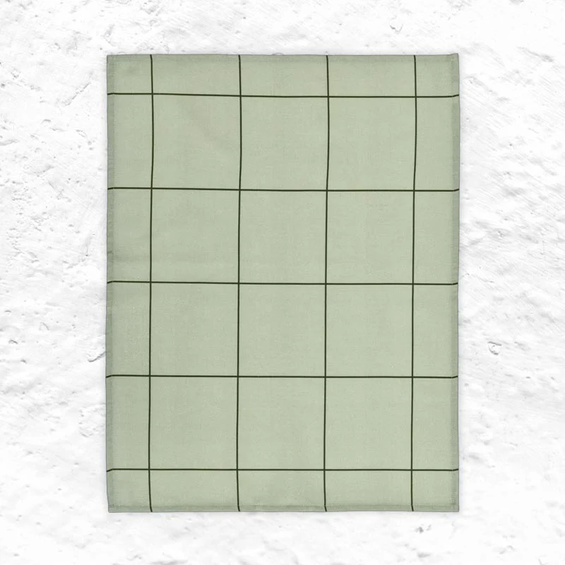 Checks and Stripes Tea towel - Green - by Muurla