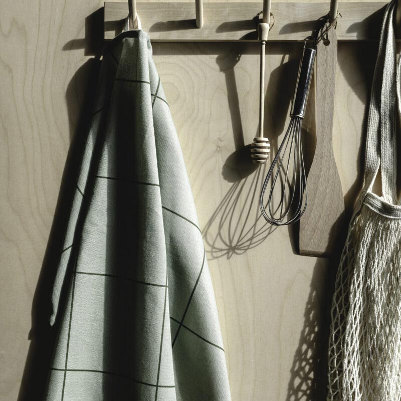 Checks and Stripes Tea towel - Green - by Muurla - Image 4