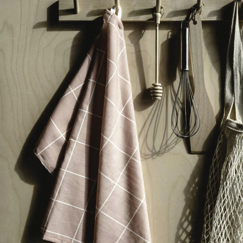 Checks and Stripes Tea Towel - Pink - by Muurla - Image 4