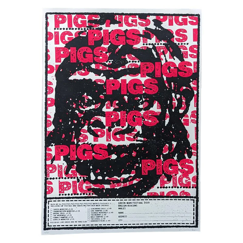 Pigsx7 poster by WeThreeClub + Luke Drodz - 2 colour screen print, artist's proof - Image 2