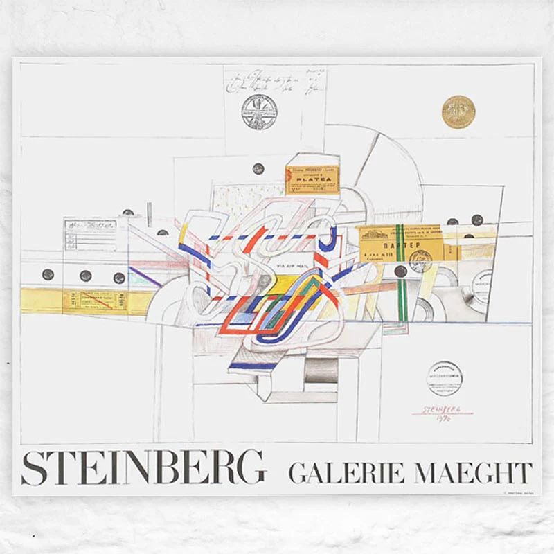 Ticket Exhibition Poster by Saul Steinberg, 1970