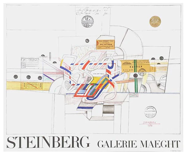 Ticket Exhibition Poster by Saul Steinberg, 1970 - Image 2