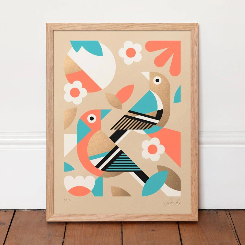 Two Chaffinches - signed limited edition silkscreen print by Jim Fox - Image 3