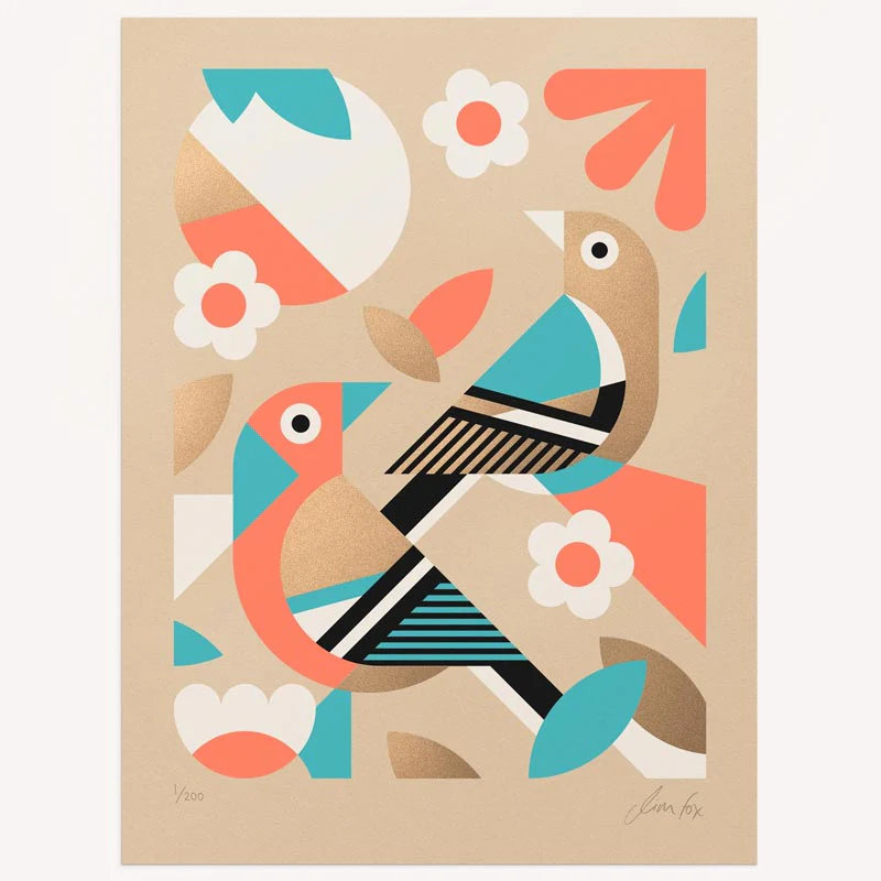 Two Chaffinches - signed limited edition silkscreen print by Jim Fox - Image 4