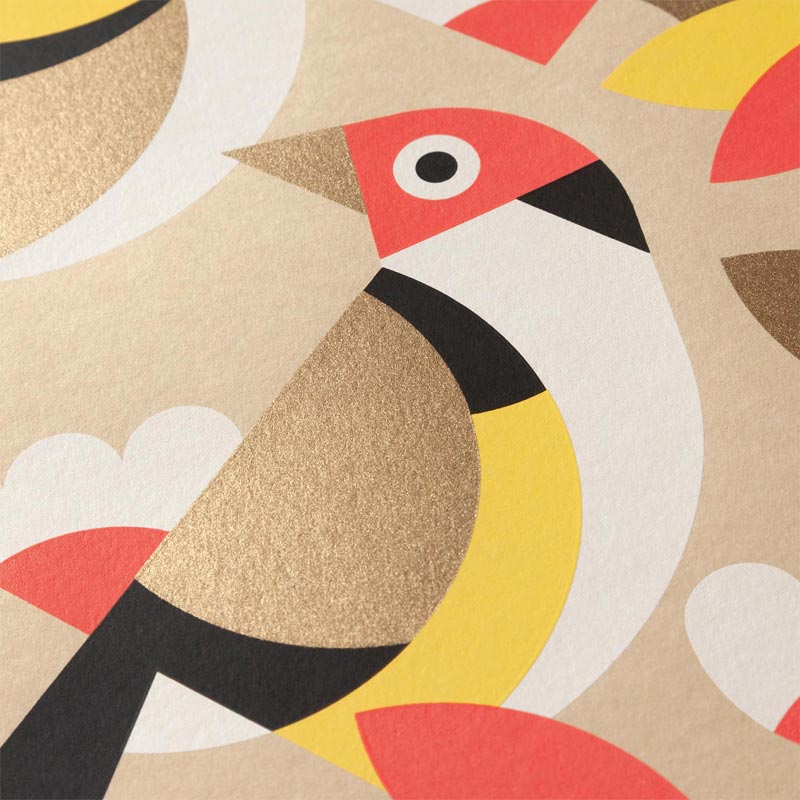 Two Goldfinches - limited edition silkscreen print by Jim Fox - Image 2