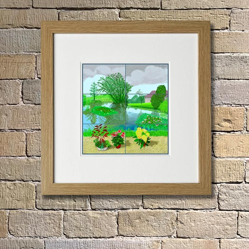 Water Lilies in the Pond with Pots of Flowers (Mini-Frame) by David Hockney - Image 2