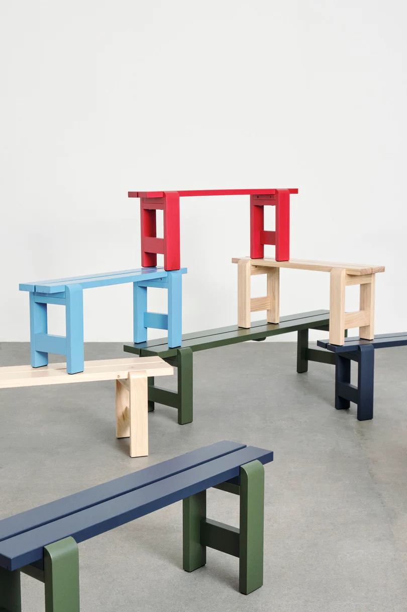 Weekday Bench - Azure Blue, Pine - des. Hannes & Fritz for HAY - Image 3