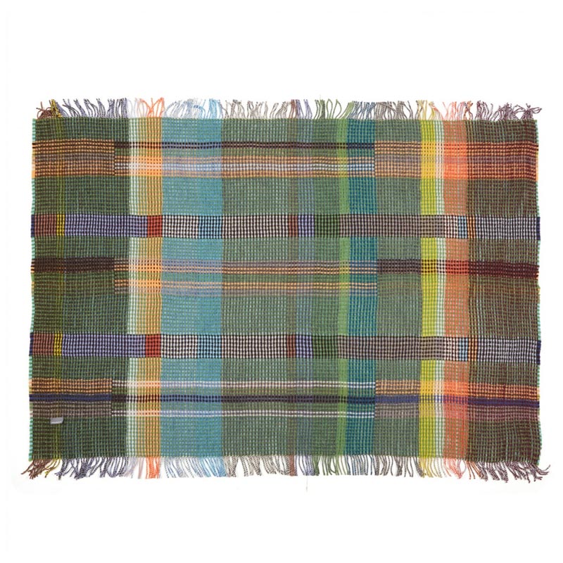 Wilding 100% Lambswool Honeycomb Throw - Turquoise / Green - by Wallace Sewell - Image 2