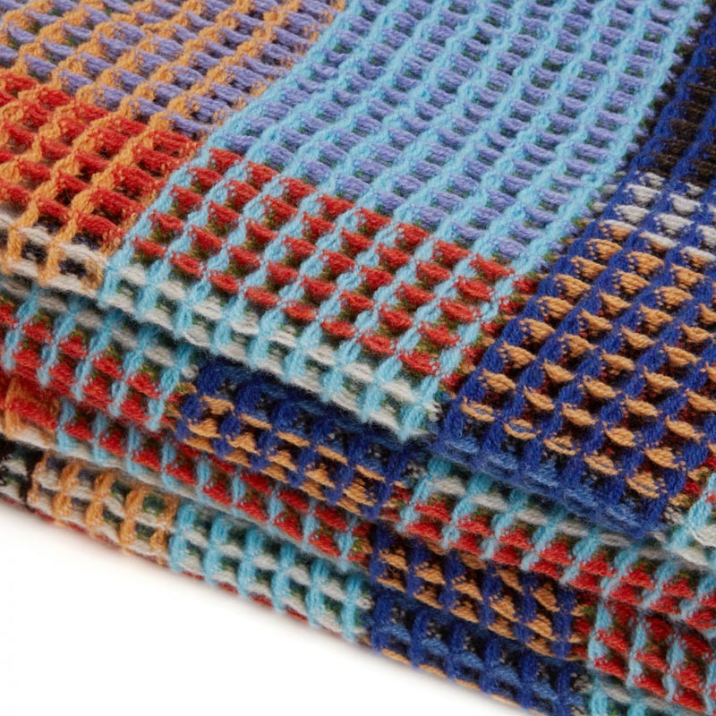 Wilding 100% Lambswool Honeycomb Throw - Turquoise / Green - by Wallace Sewell - Image 4