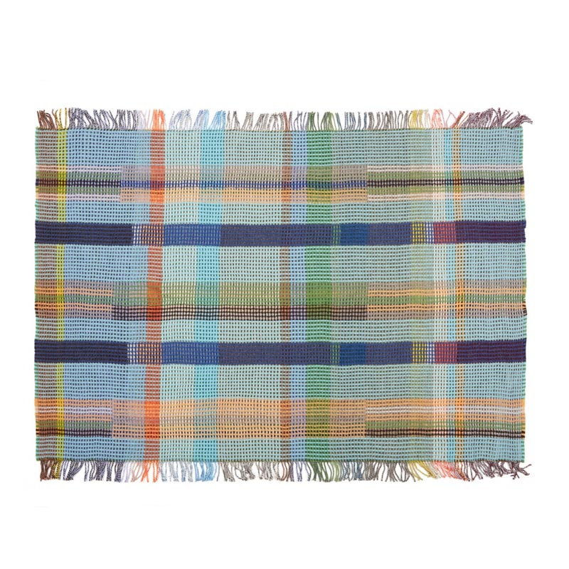 Wilding 100% Lambswool Honeycomb Throw - Turquoise / Green - by Wallace Sewell - Image 7