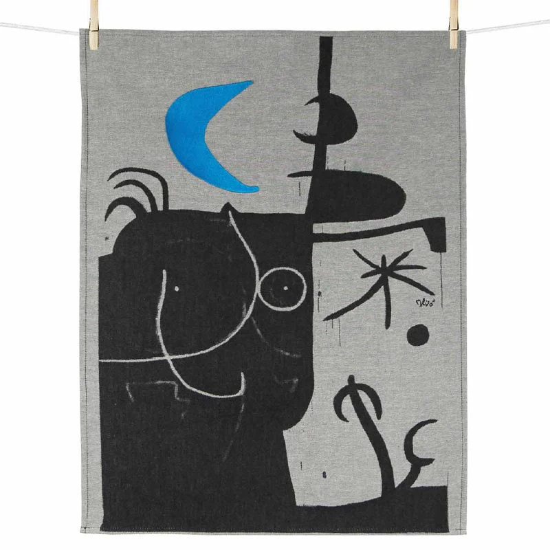 Woman in front of the Moon (Femme devant la lune) Tea Towel, by Tissage Moutet - Image 2